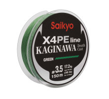 Шнур Saikyo KAGINAWA X4PE 150m, зеленый #3.5 (0,31mm), 17,2kg