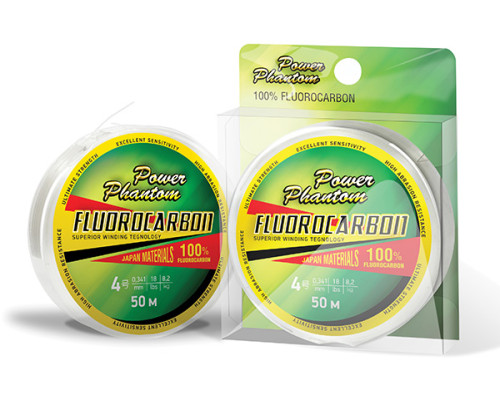 Леска Power Phantom Fluorocarbon, 1,0 0,16мм, 2,1 кг,прозрачный, 50м