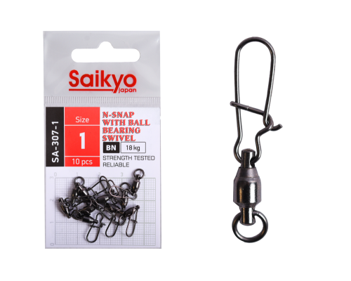 Вертлюг с застежкой Saikyo SA-307-1 - 10 шт (18кг)