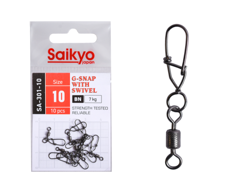 Вертлюг с застежкой Saikyo SA-301-10 - 10 шт (7кг)