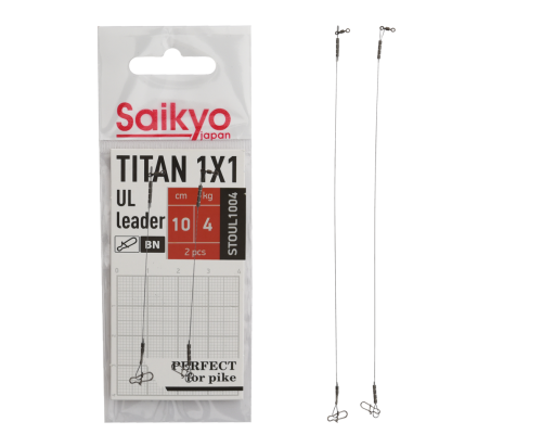 Поводок Saikyo Titan 1x1 UL STOUL1004, 4кг/10см, 2шт