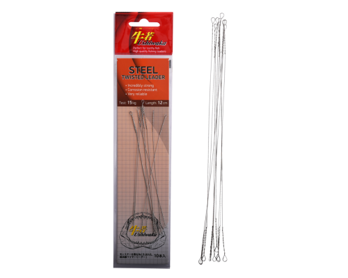Поводок Ushiwaka Steel Twisted UST1215, 15кг/12см, 10шт