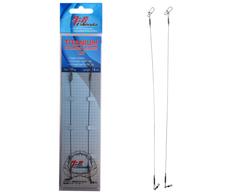 Поводок Ushiwaka Titanium Strands UTS71512, 1х7, 12кг/15см, 2шт