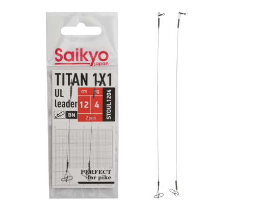 Поводок Saikyo Titan 1x1 UL STOUL1204, 4кг/12см, 2шт