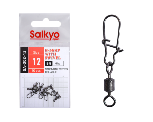 Вертлюг с застежкой Saikyo SA-302-12 - 10 шт (6кг)