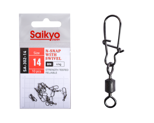Вертлюг с застежкой Saikyo SA-302-14 - 10 шт (4кг)