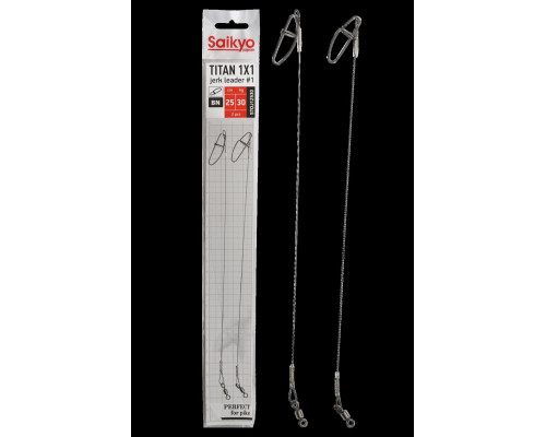 Поводок Saikyo Titan 1x1 Jerk №1 STOJ12530, 30кг/25см, 2шт