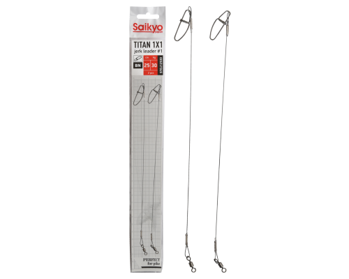 Поводок Saikyo Titan 1x1 Jerk №1 STOJ12530, 30кг/25см, 2шт