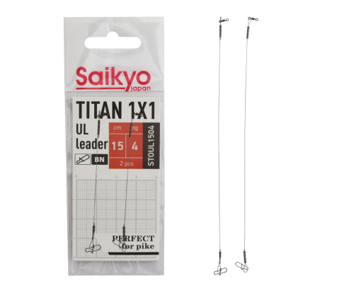 Поводок Saikyo Titan 1x1 UL STOUL1504, 4кг/15см, 2шт