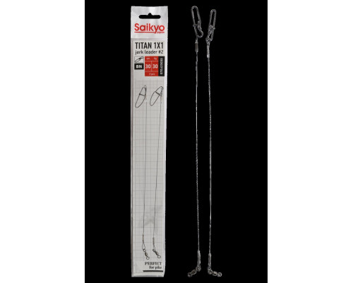 Поводок Saikyo Titan 1x1 Jerk №2 STOJ23030, 30кг/30см, 2шт