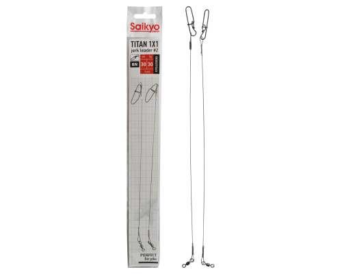 Поводок Saikyo Titan 1x1 Jerk №2 STOJ23030, 30кг/30см, 2шт