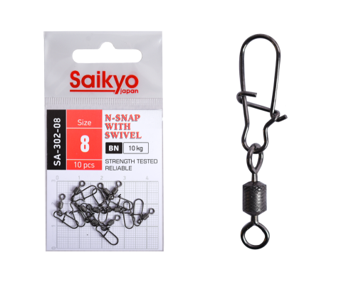 Вертлюг с застежкой Saikyo SA-302-08 - 10 шт (10кг)