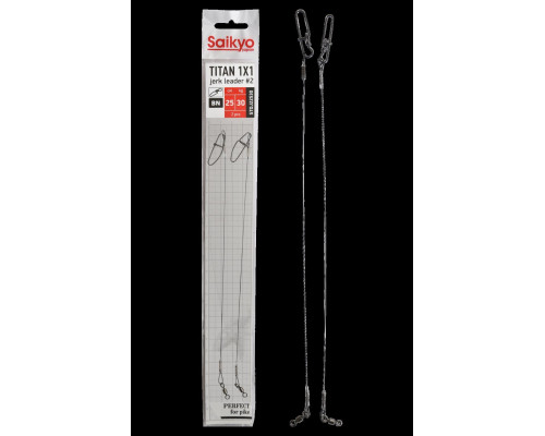 Поводок Saikyo Titan 1x1 Jerk №2 STOJ22530, 30кг/25см, 2шт
