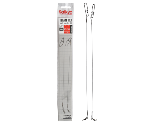 Поводок Saikyo Titan 1x1 Jerk №2 STOJ22530, 30кг/25см, 2шт