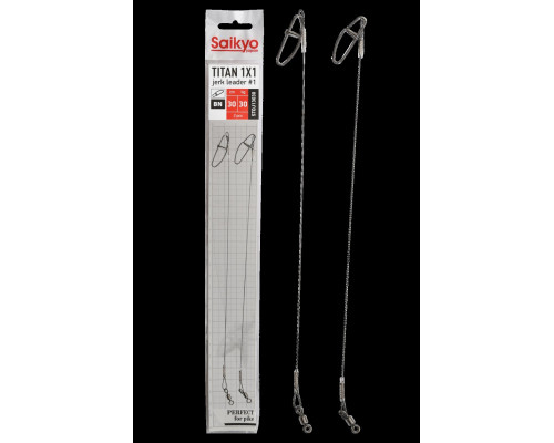 Поводок Saikyo Titan 1x1 Jerk №1 STOJ13030, 30кг/30см, 2шт