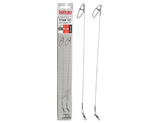 Поводок Saikyo Titan 1x1 Jerk №1 STOJ13030, 30кг/30см, 2шт