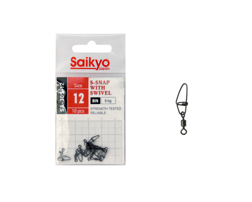 Вертлюг с застежкой Saikyo SA-305-12 - 10 шт (6кг)