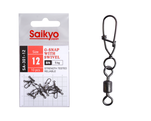 Вертлюг с застежкой Saikyo SA-301-12 - 10 шт (5кг)