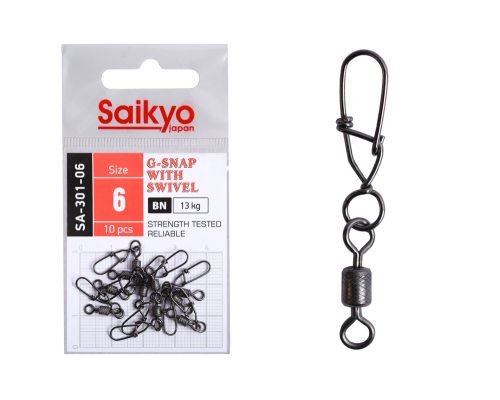 Вертлюг с застежкой Saikyo SA-301-06 - 10 шт (13кг)