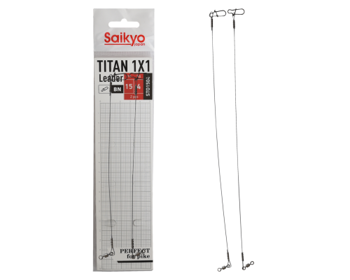 Поводок Saikyo Titan 1x1 STO1504, 4кг/15см, 2шт