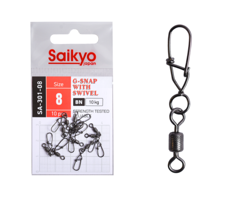 Вертлюг с застежкой Saikyo SA-301-08 - 10 шт (10кг)