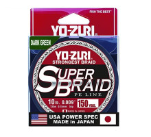 Шнур Yo-Zuri PE Super Braid 150yd Dark Green 20Lbs (0.23мм)