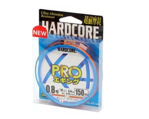 Пл.шн. Duel PE Hardcore X4 PRO 150m Orange #0.8 (0.15мм) 6.4 кг.