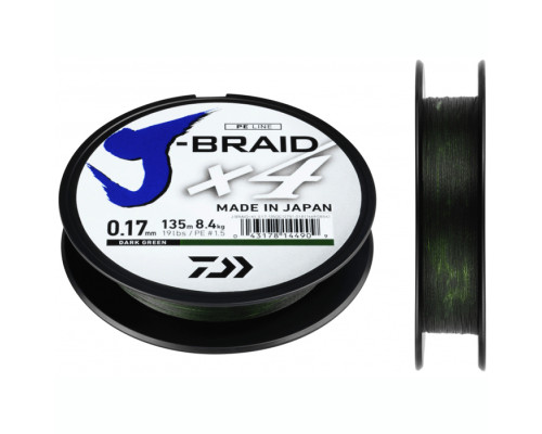 Шнур Daiwa J-Braid X4 Yellow 0.19мм 135м