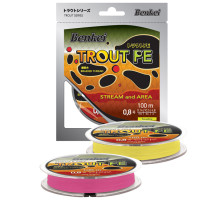 Шнур Benkei Trout PE 100m, желтый fluo #0,3 (0,09mm), 2,5kg