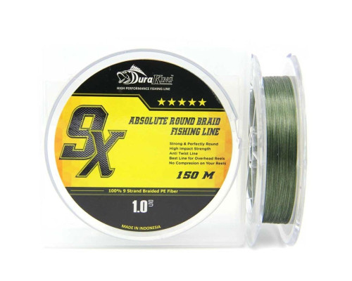 Шнур DuraKing 9X , 150м, оливково-зеленый #2, 0,23мм, 36lbs