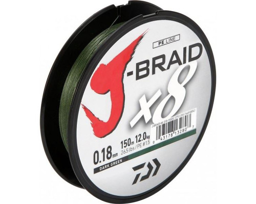 Шнур Daiwa J-Braid X8 Multicolor 0.16мм 20lb 150м