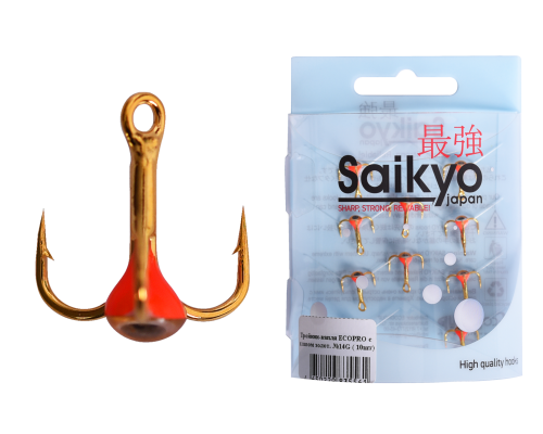 Тройник-капля Saikyo с глазом золот. №14G ( 10шт)