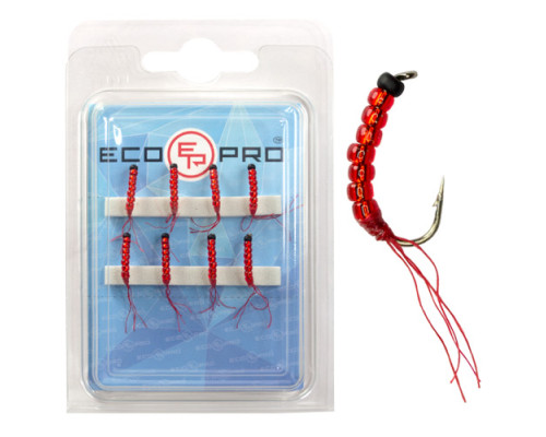 Подвеска S221 "крючок с бисером" Clear Red/Black Head №10 (8 шт.)